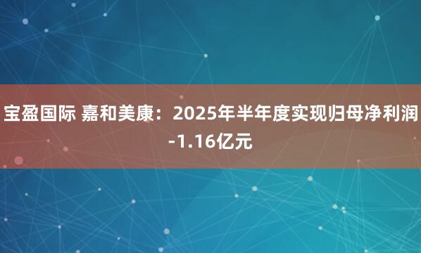 宝盈国际 嘉和美康：2025年半年度实现归母净利润-1.16亿元